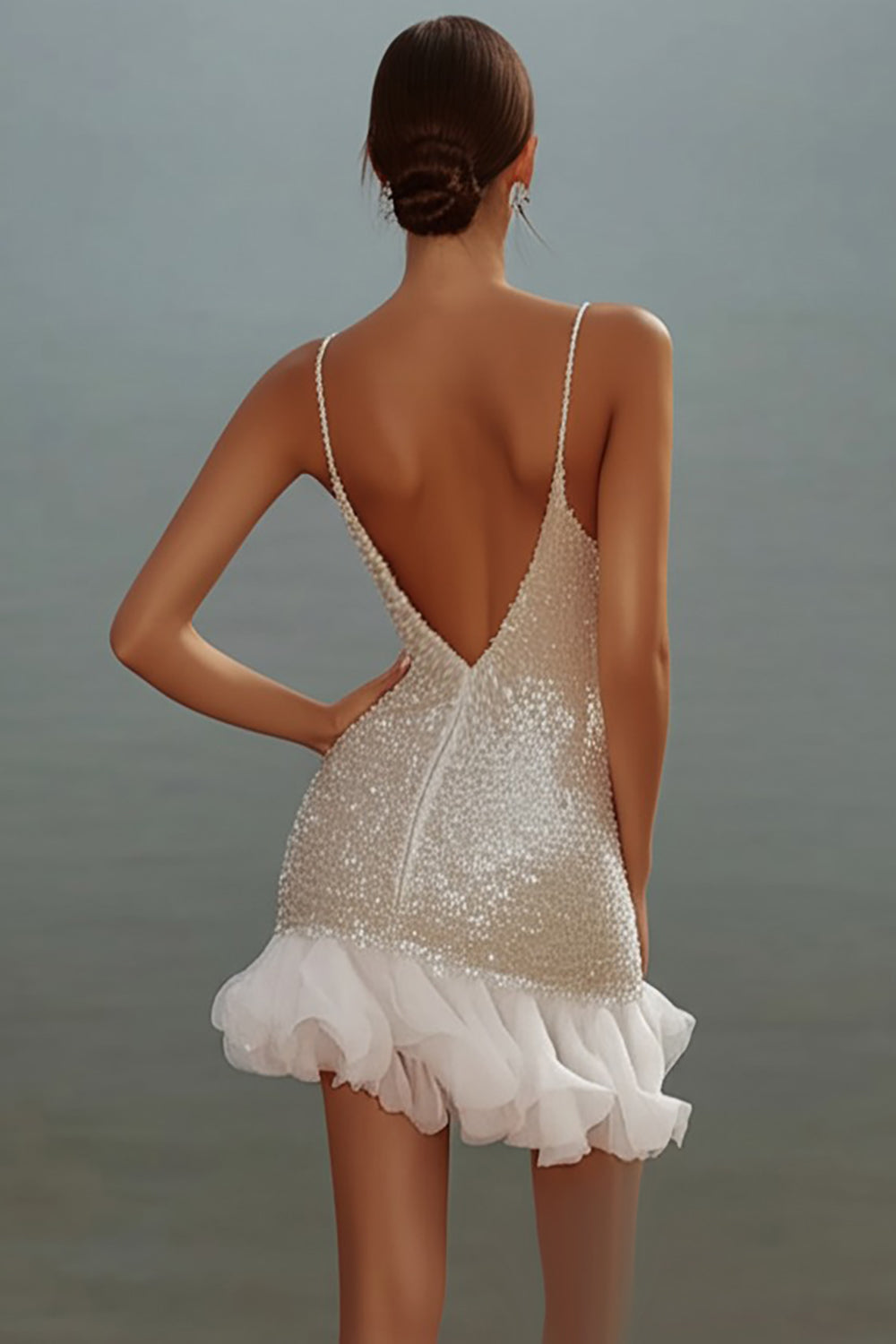 Sparkly White Bodycon Sequins Mini Graduation Homecoming Dress