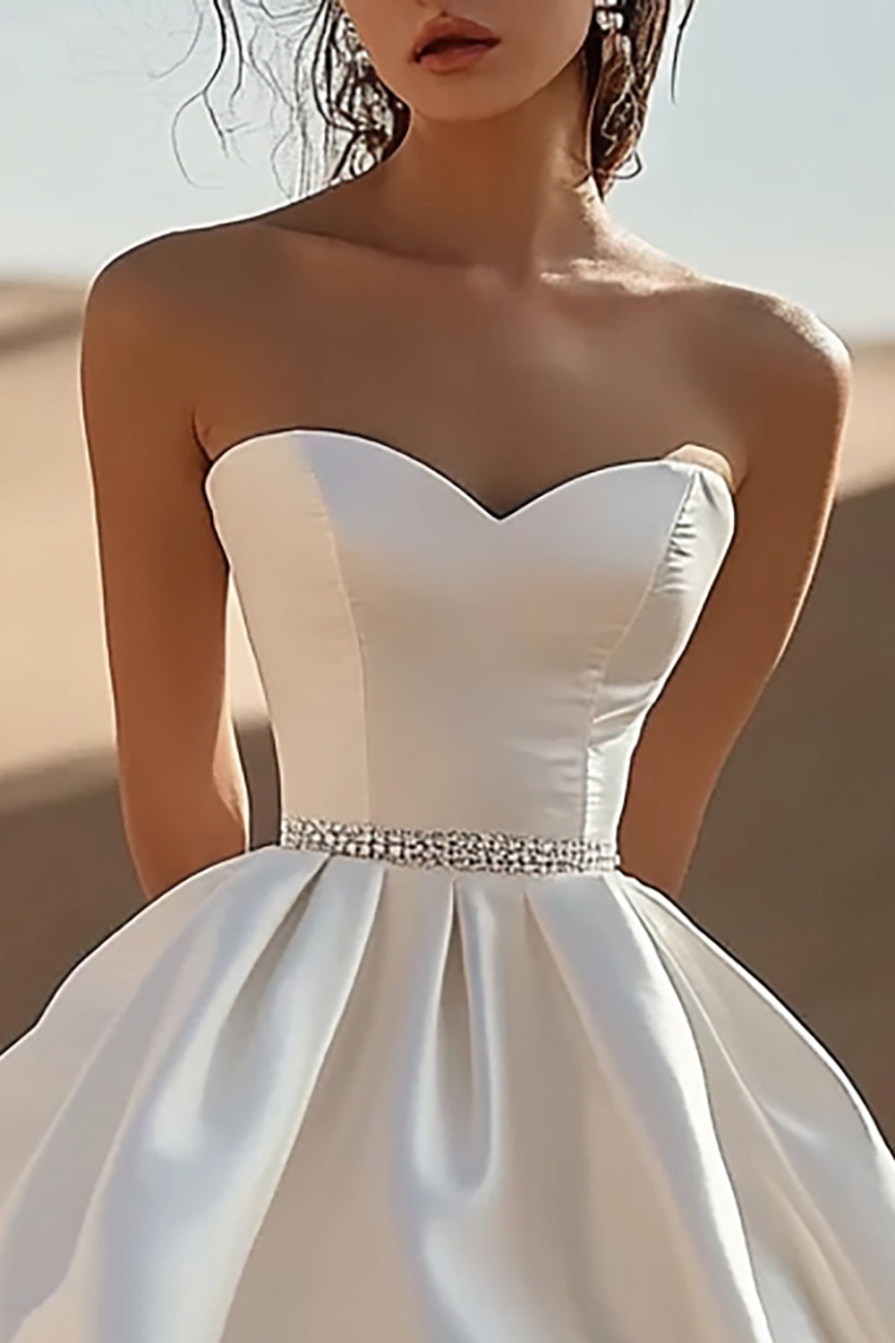 White A Line Satin Sweetheart Mini Graduation Dress
