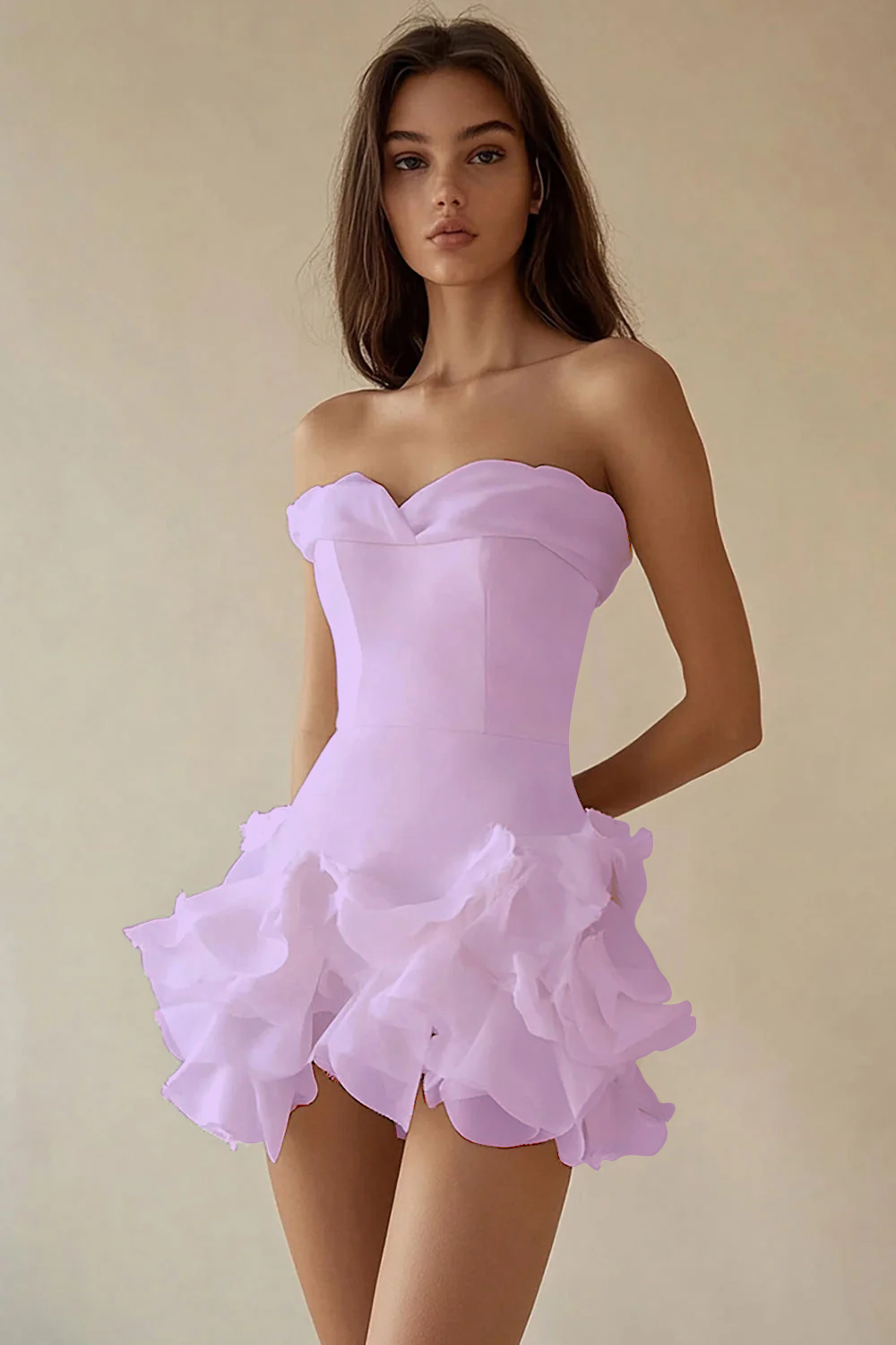 Sky Blue A Line Strapless Short Tiered Homecoming Dress with Ruffles