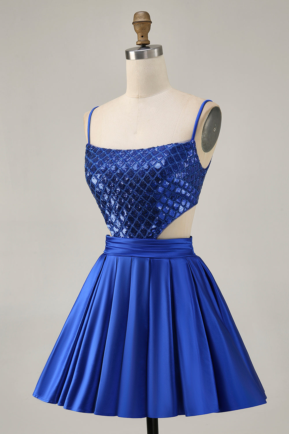 Sparkly Royal Blue A Line Short Homecoming Dress with Sequins