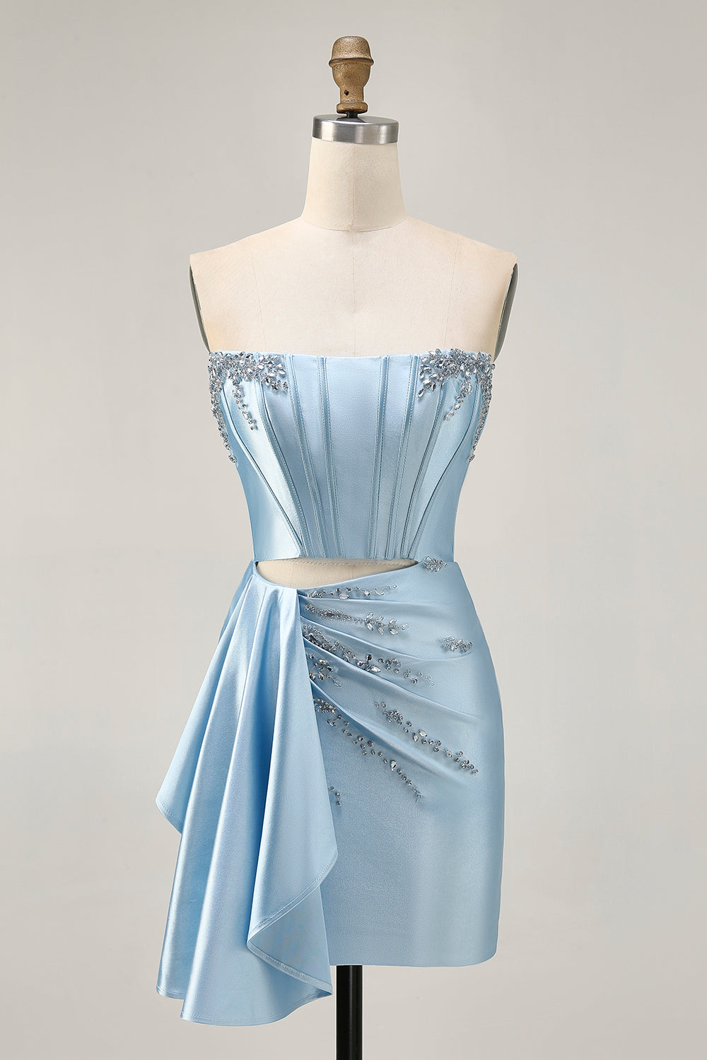 Sparkly Blue Corset Tight Short Homecoming Dress with Ruffles