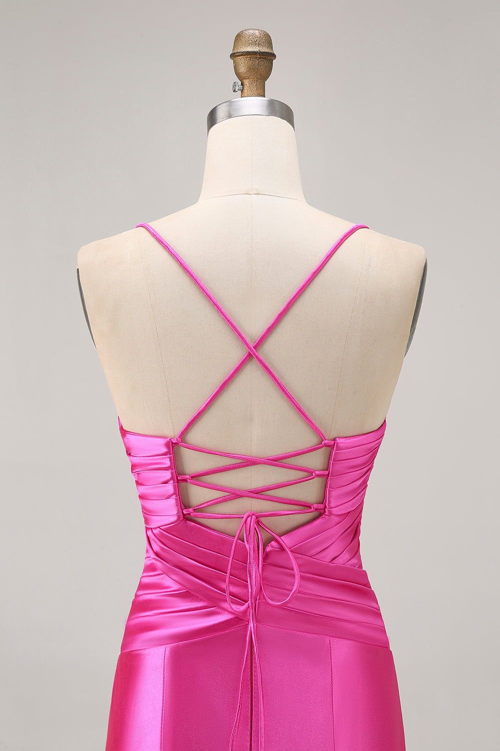 Fuchsia Tight Satin Short Keyhole Homecoming Dress with Bow