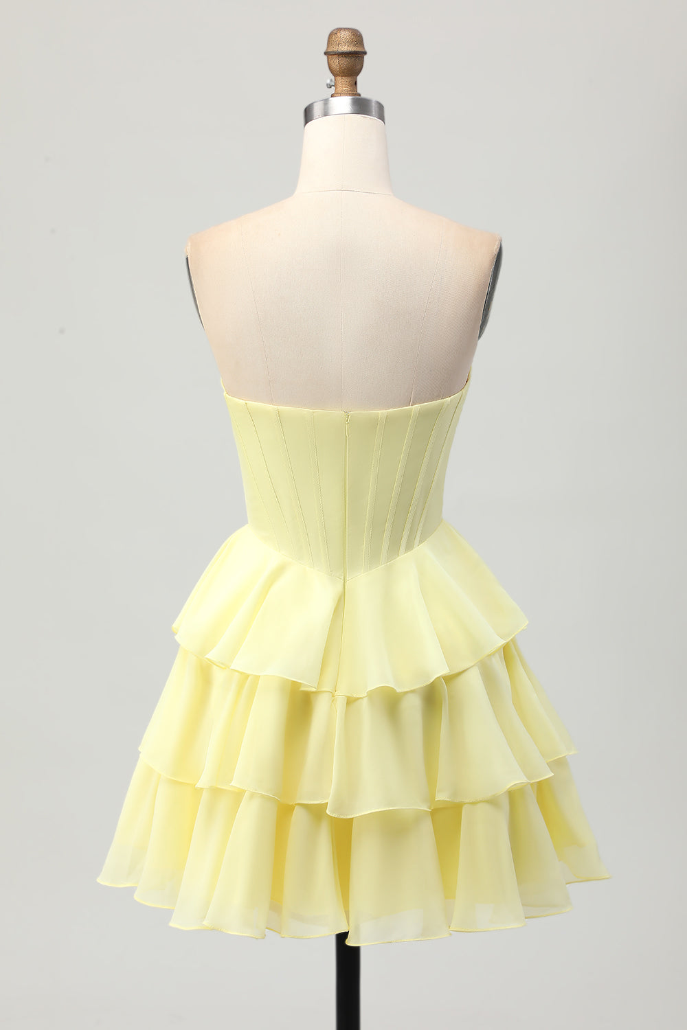 Sparkly Yellow Ruffled Corset Sweetheart Short Homecoming Dress with Beading