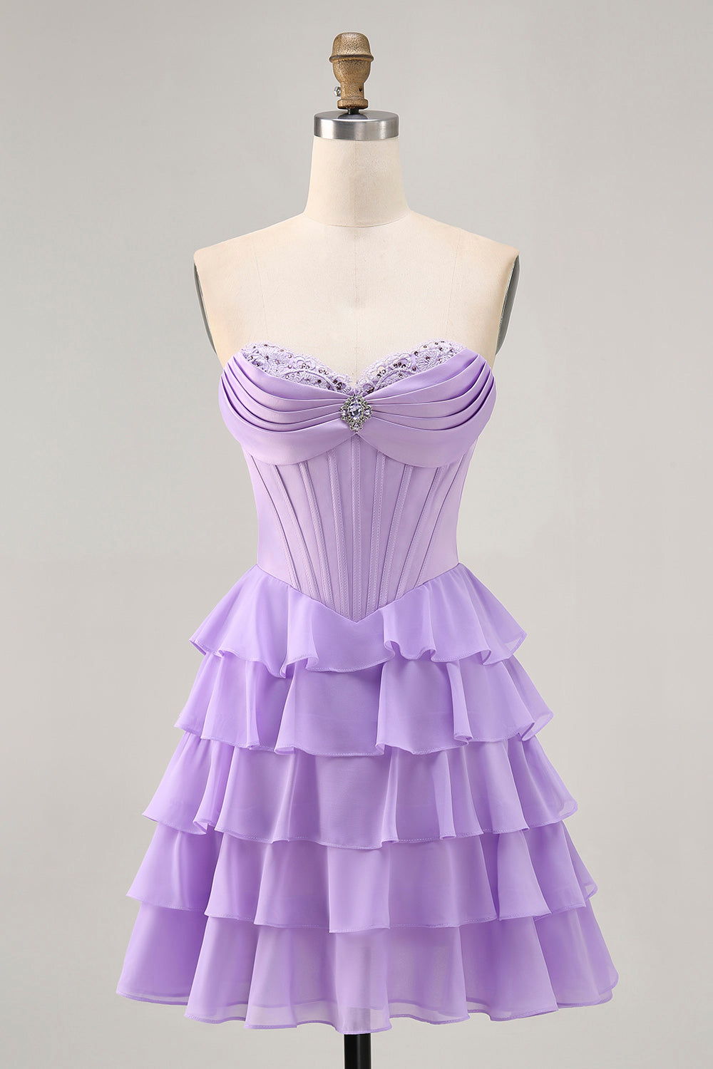 Sparkly Purple Sweetheart Corset Short Homecoming Dress with Ruffles