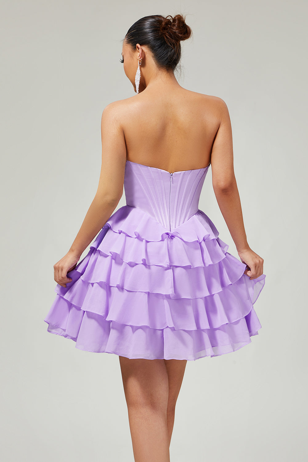 Sparkly Purple Sweetheart Corset Short Homecoming Dress with Ruffles