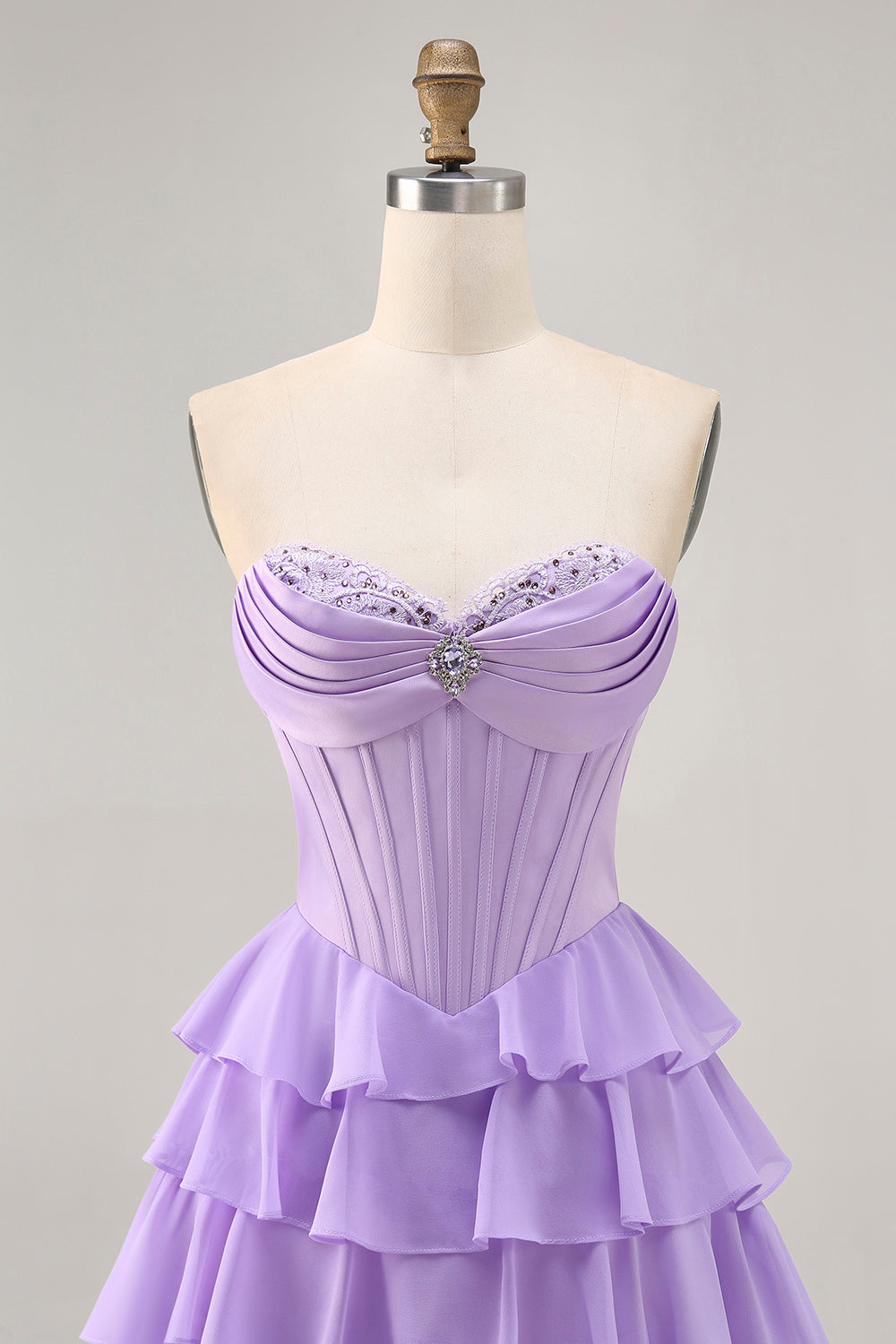 Sparkly Purple Sweetheart Corset Short Homecoming Dress with Ruffles