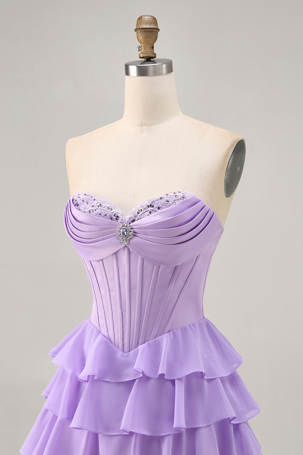 Sparkly Purple Sweetheart Corset Short Homecoming Dress with Ruffles