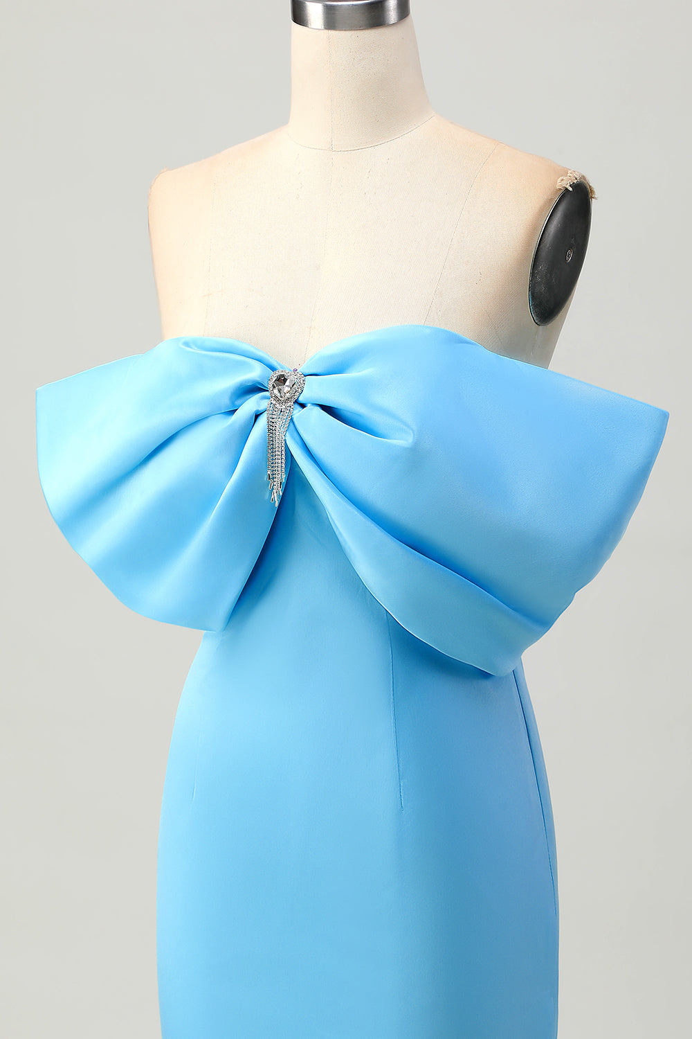 Sparkly Blue Tight Satin Off the Shoulder Short Homecoming Dress with Bow