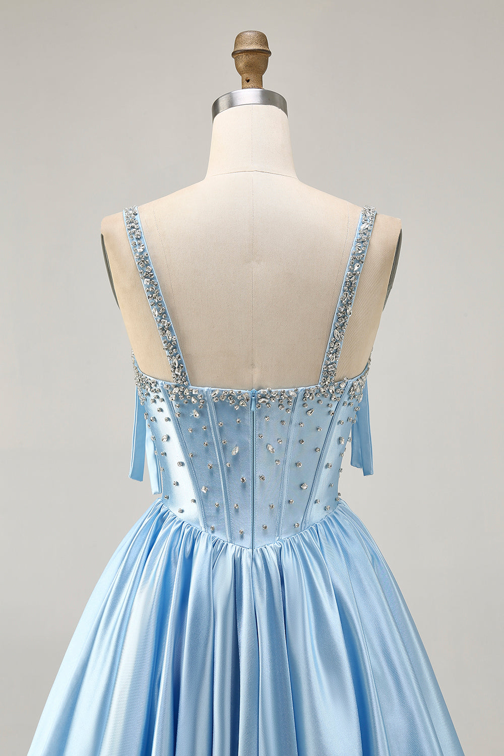 Sparkly Blue Corset A Line Short Homecoming Dress with Rhinestones