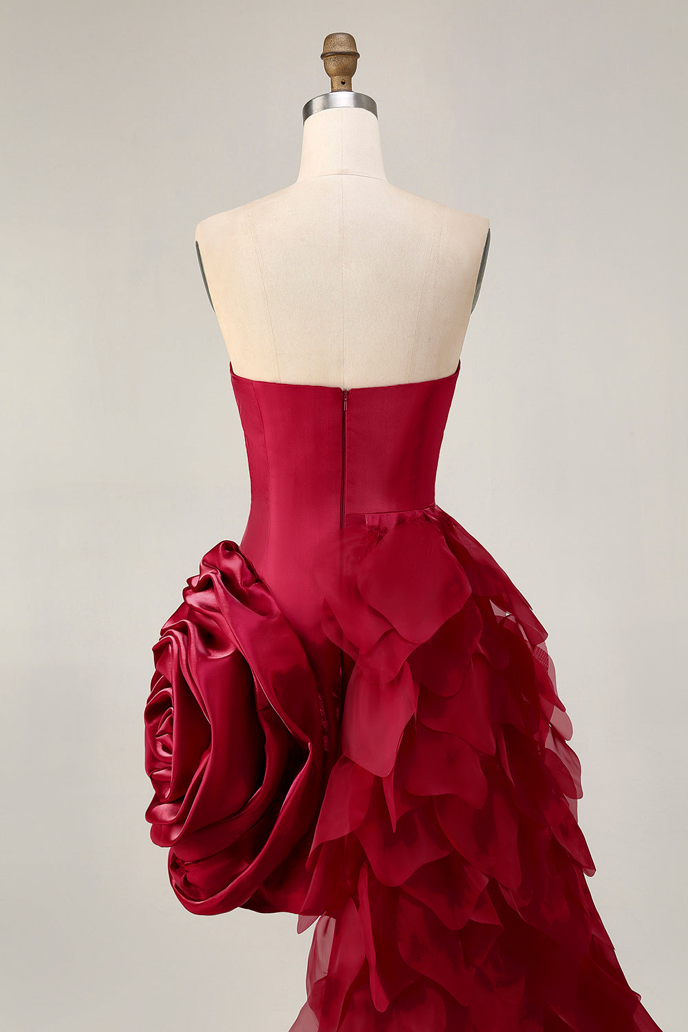 Burgundy Satin Tight Short Homecoming Dress with 3D Flower