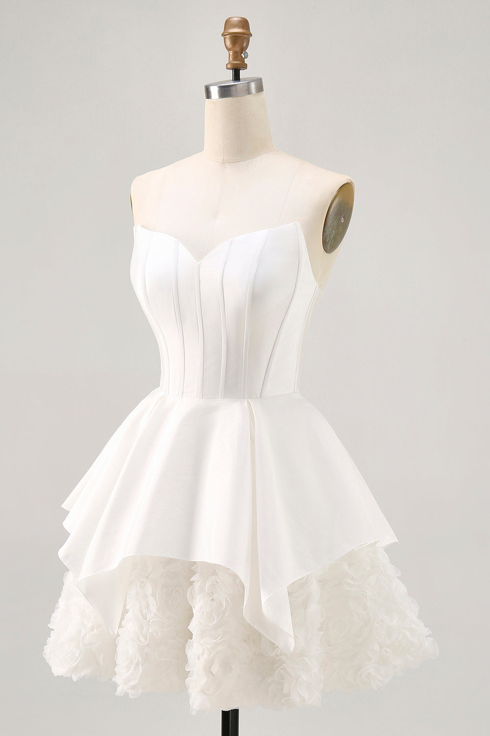 White Strapless Tiered Short Corset Homecoming Dress with Ruffles