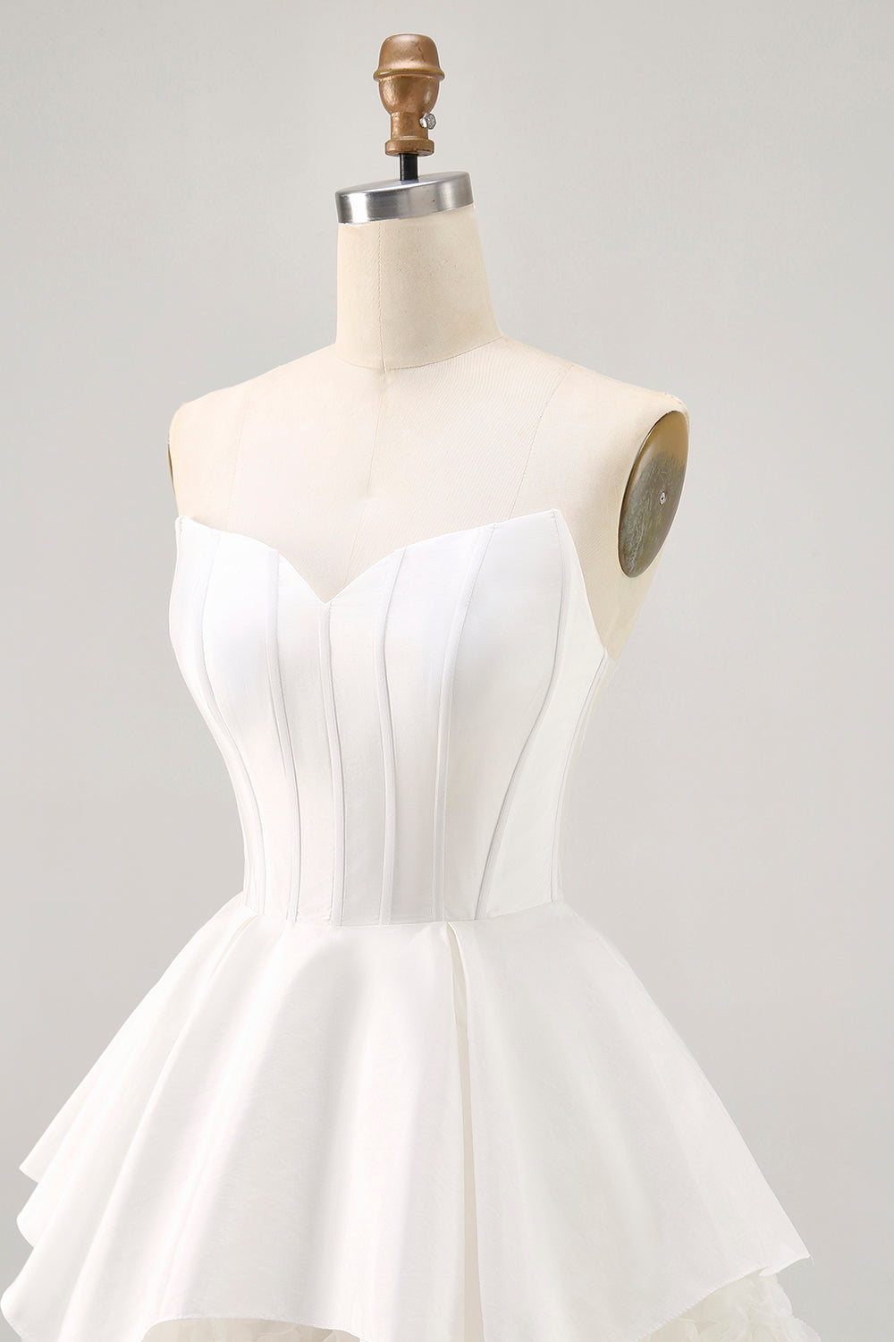 White Strapless Tiered Short Corset Homecoming Dress with Ruffles