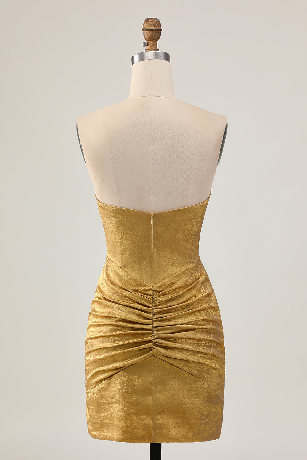 Golden Strapless Beaded Short Bodycon Homecoming Dress