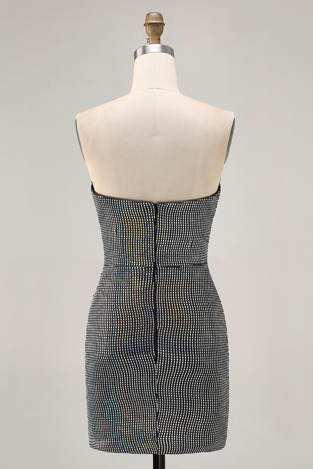 Sparkly White Silver Strapless Sequin Ruched Tight Short Homecoming Dress