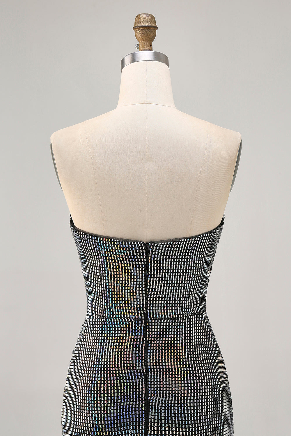 Sparkly Black Sequin Strapless Ruched Tight Short Homecoming Dress