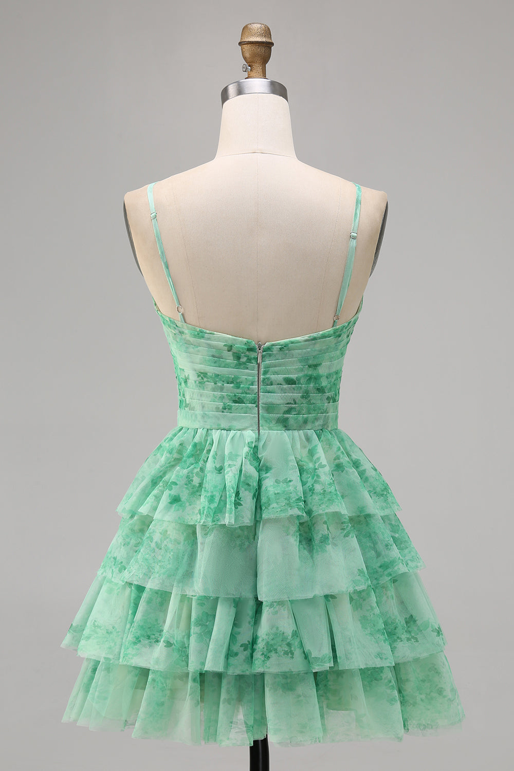 White Blue Flower A Line Short Tiered Homecoming Dress with Ruffles