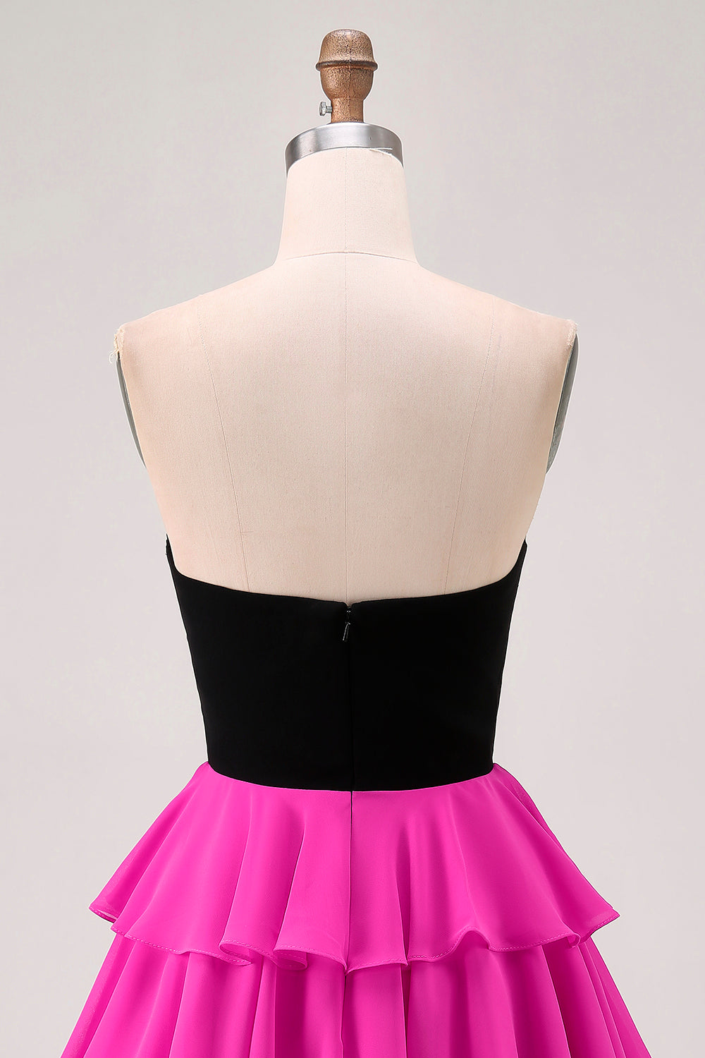 Black and Fuchsia Floral Keyhole Short Homecoming Dress with Ruffles