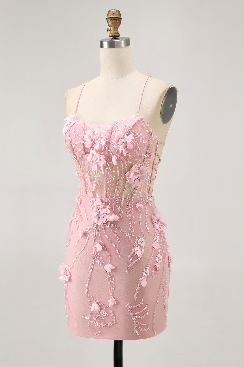 Sequins Beaded Blush Bodycon Short Corset Homecoming Dress