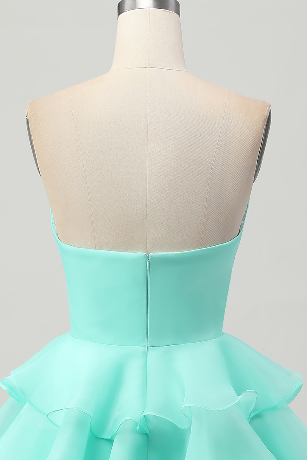 Blue Floral Strapless Ruched Short Homecoming Dress with Ruffles