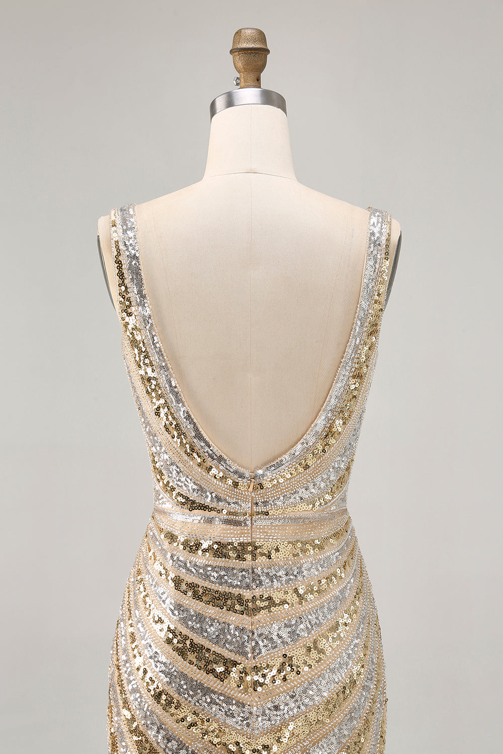 Sparkly Golden V-Neck Beaded Tight Short Homecoming Dress
