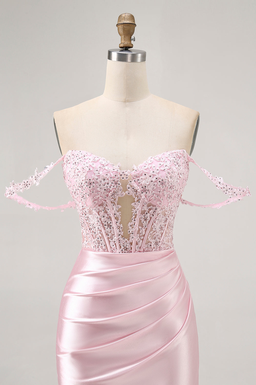 Sparkly Pink Corset Beaded Short Homecoming Dress with Lace