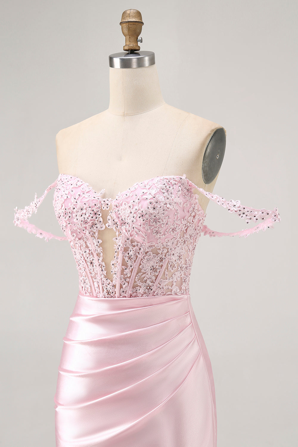 Sparkly Pink Corset Beaded Short Homecoming Dress with Lace