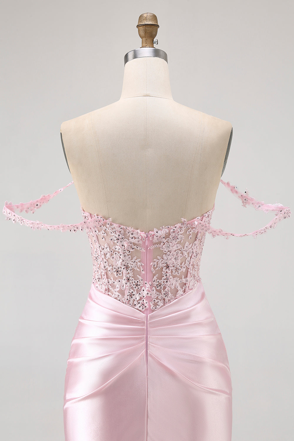 Sparkly Pink Corset Beaded Short Homecoming Dress with Lace