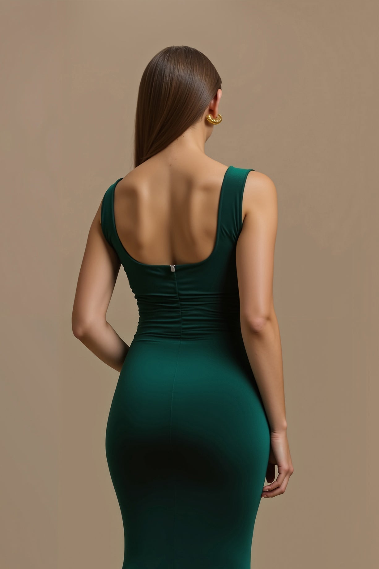 Simple Dark Green Mermaid Square Neck Long Holiday Party Dress