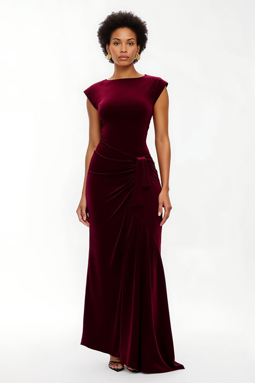 Simple Burgundy Sheath Asymmetrical Long Holiday Party Dress