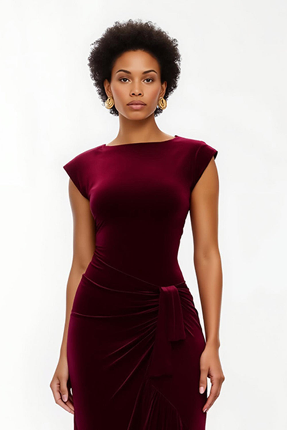 Simple Burgundy Sheath Asymmetrical Long Holiday Party Dress