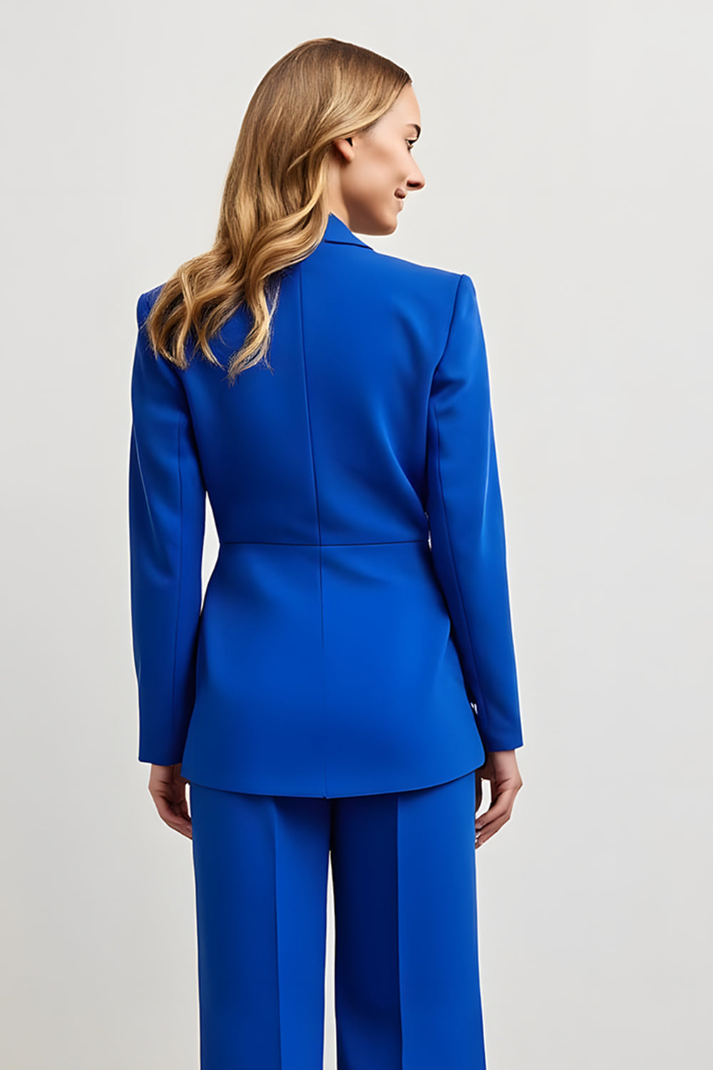 Royal Blue Notched Lapel Satin 2 Piece Women Prom Suits