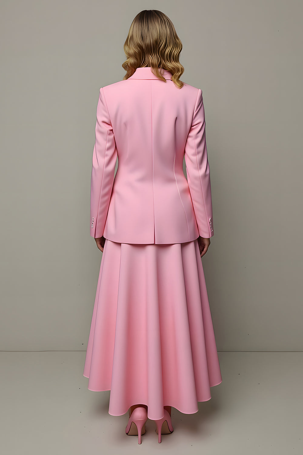 Pink Peak Lapel 2 Piece Women Prom Suits