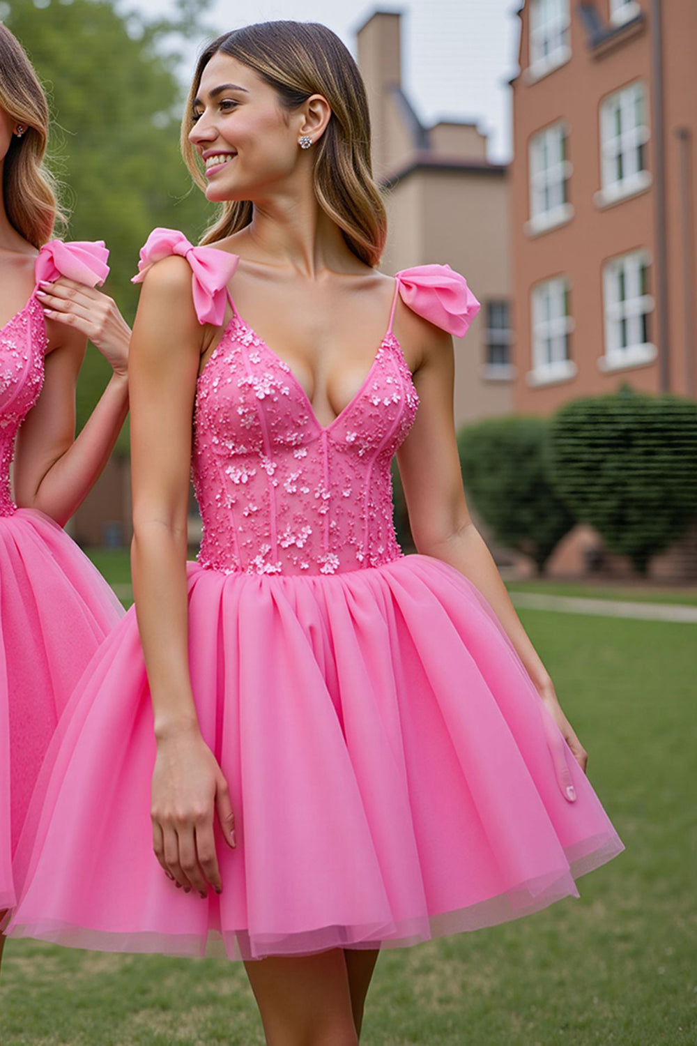 Lilac Corset A Line Tulle Short Homecoming Dress with Appliques