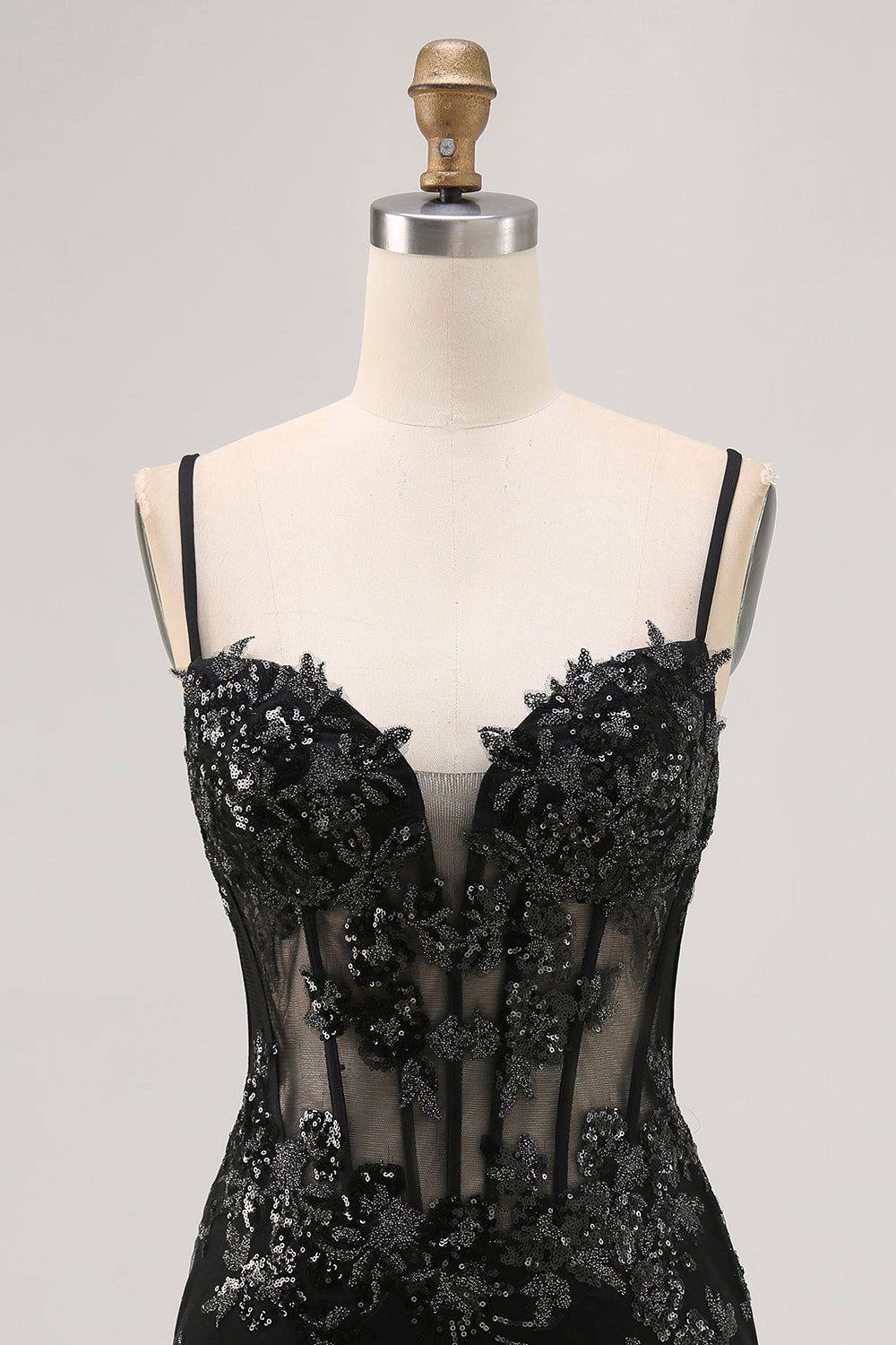 Dark Green Bodycon Backless Sheer Corset Homecoming Dress with Sequins