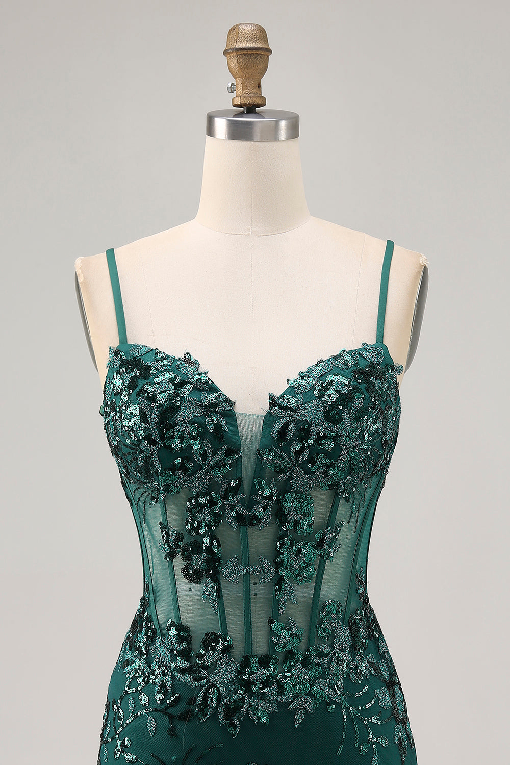 Sparkly Dark Green Corset Tight Short Homecoming Dress with Sequins