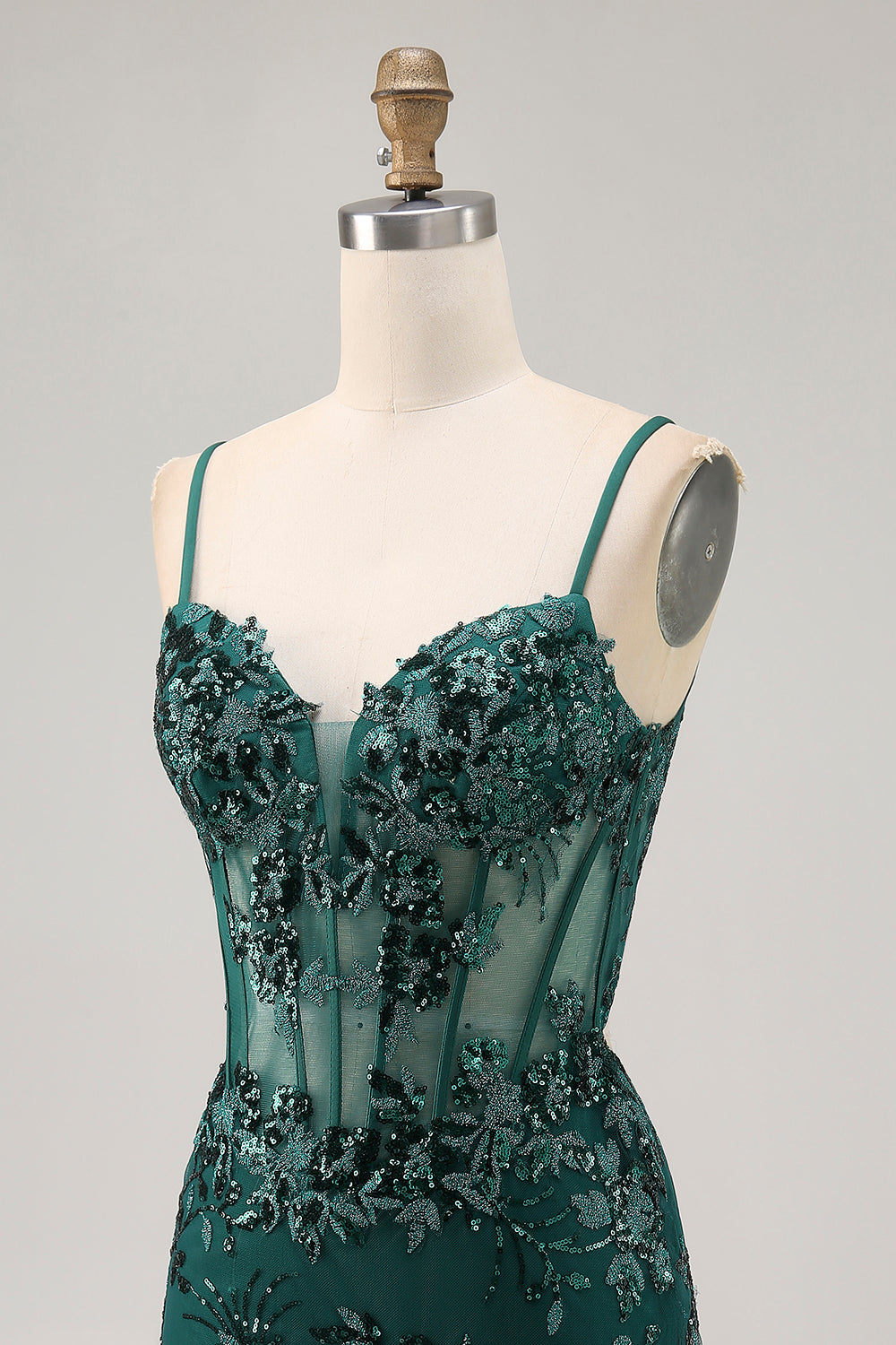 Sparkly Dark Green Corset Tight Short Homecoming Dress with Sequins