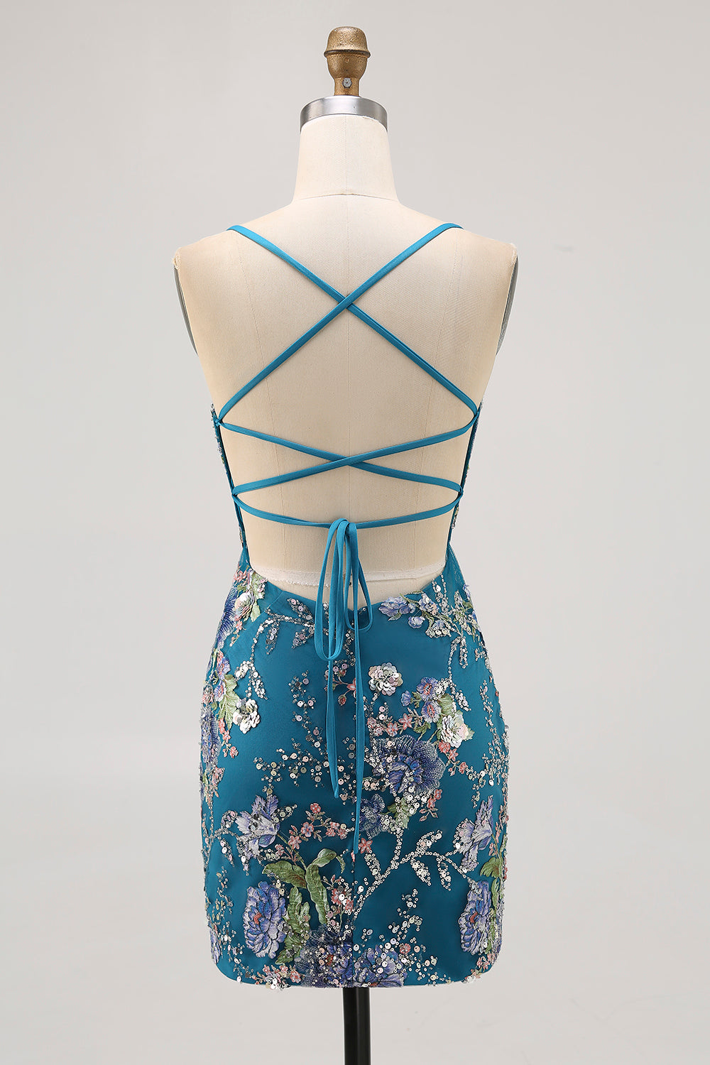 Sparkly Peacock Floral Tight Beaded Short Homecoming Dress with Sequin