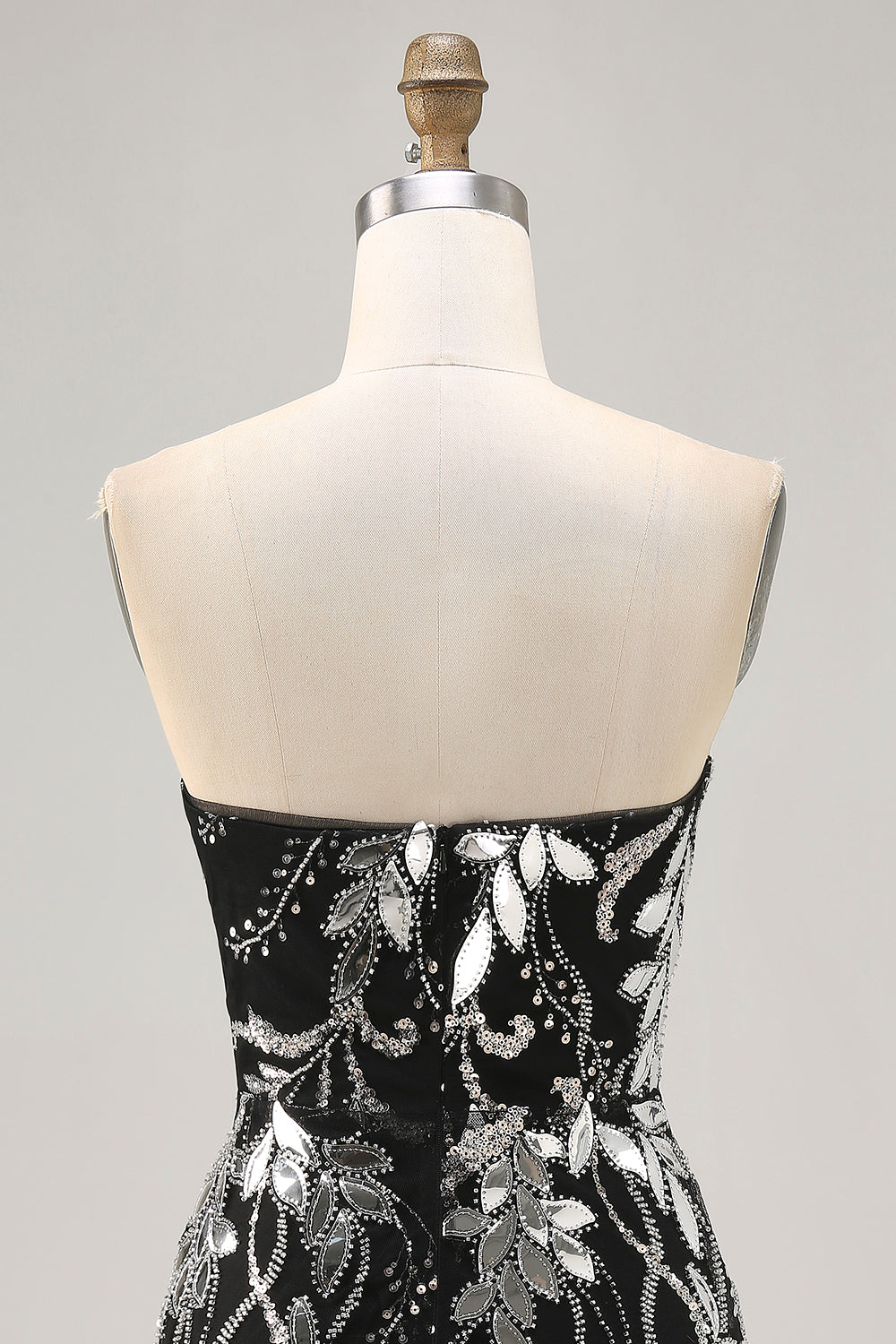 Sparkly Black Strapless Tight Short Mirror Homecoming Dress