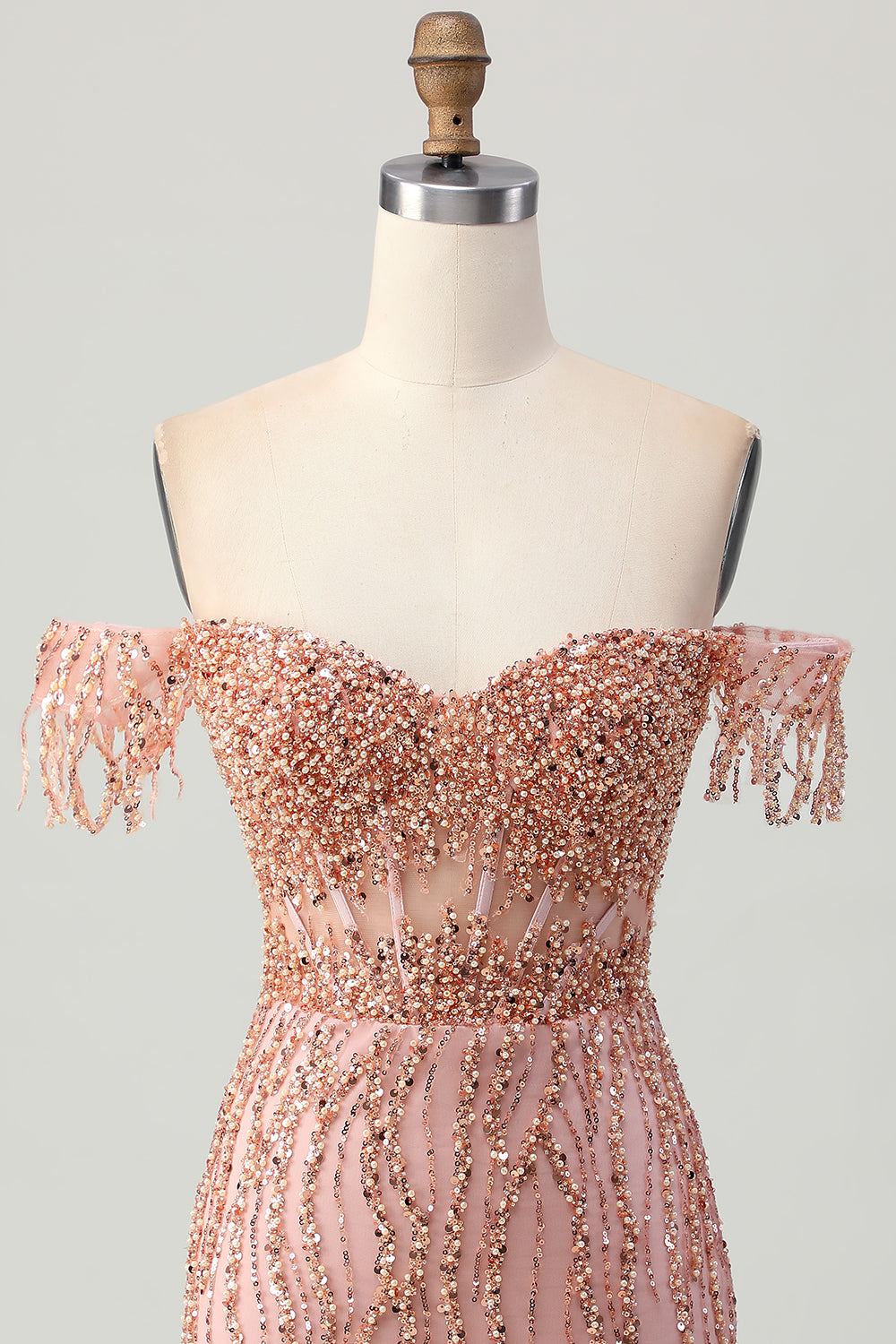 Sparkly Dusty Rose Corset Tight Short Homecoming Dress with Beading