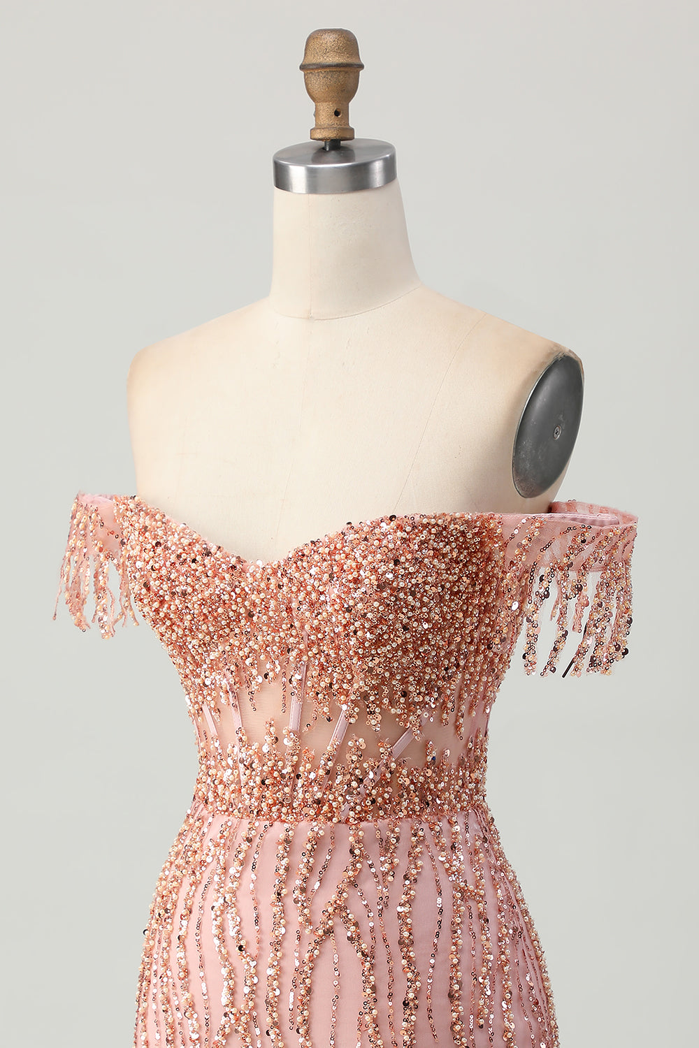 Sparkly Dusty Rose Corset Tight Short Homecoming Dress with Beading