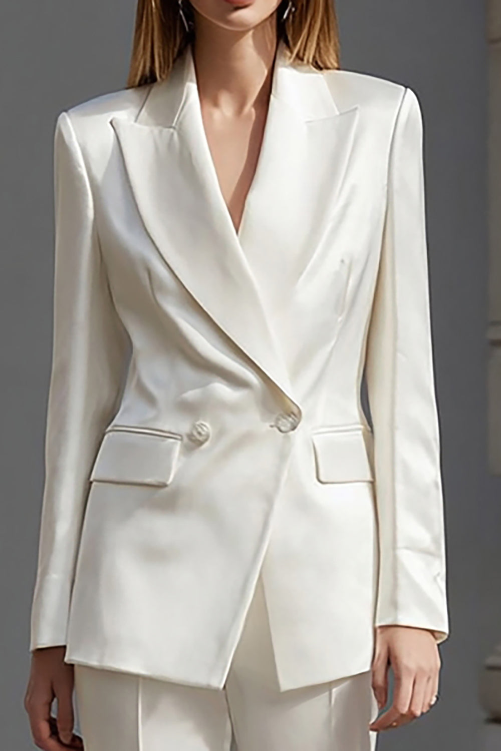 Ivory Peak Lapel Double Breasted 2 Piece Business Suits