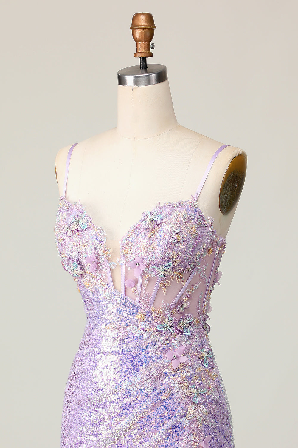 Sparkly Lilac Corset Sequins Tight Short Homecoming Dress
