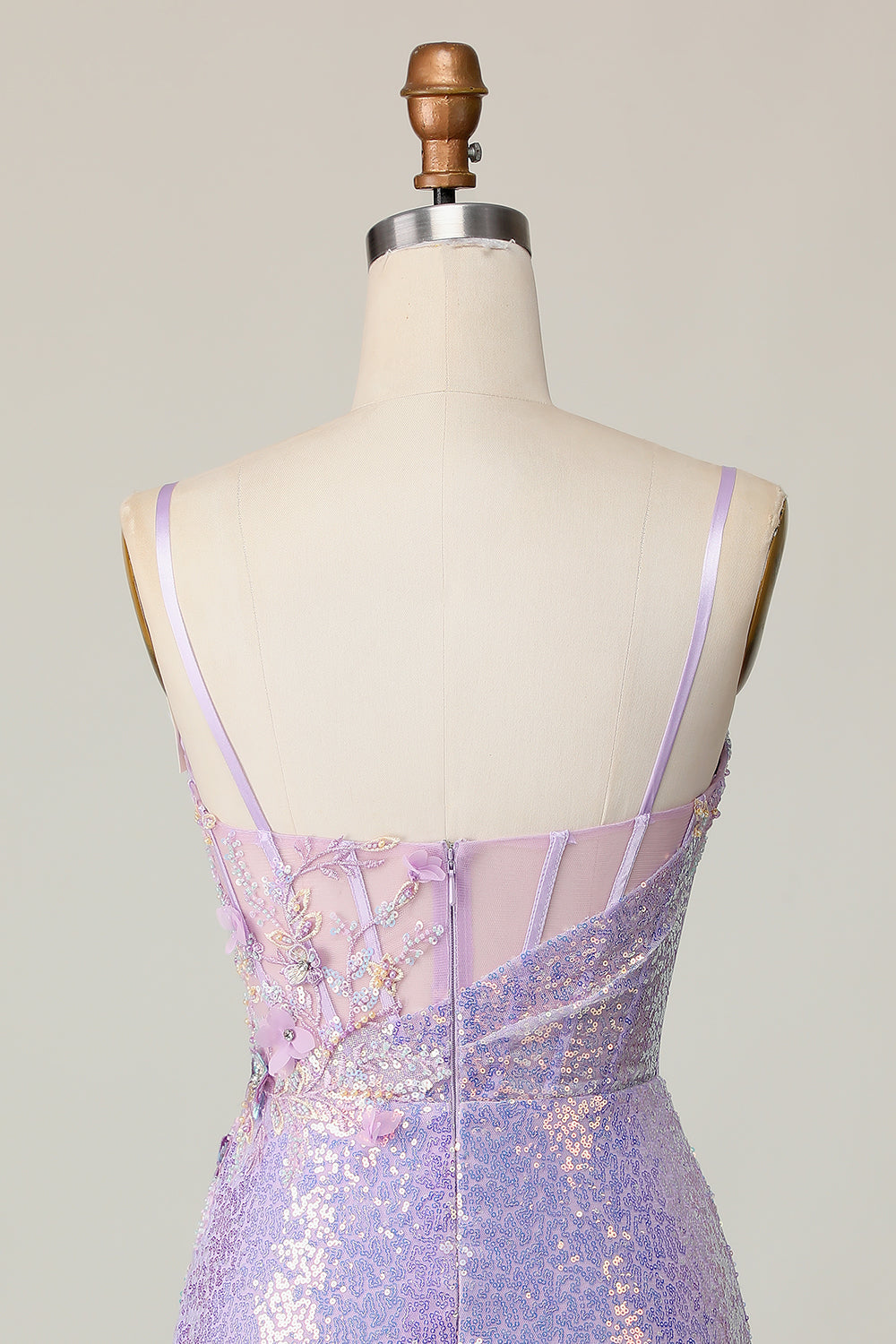 Sparkly Lilac Corset Sequins Tight Short Homecoming Dress