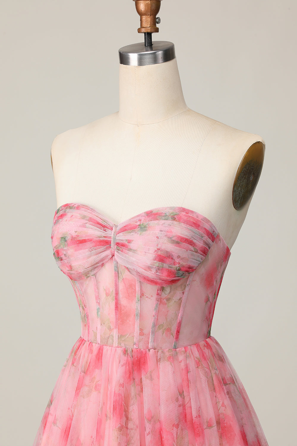Red Floral Corset Sweetheart Short Homecoming Dress with Ruffles