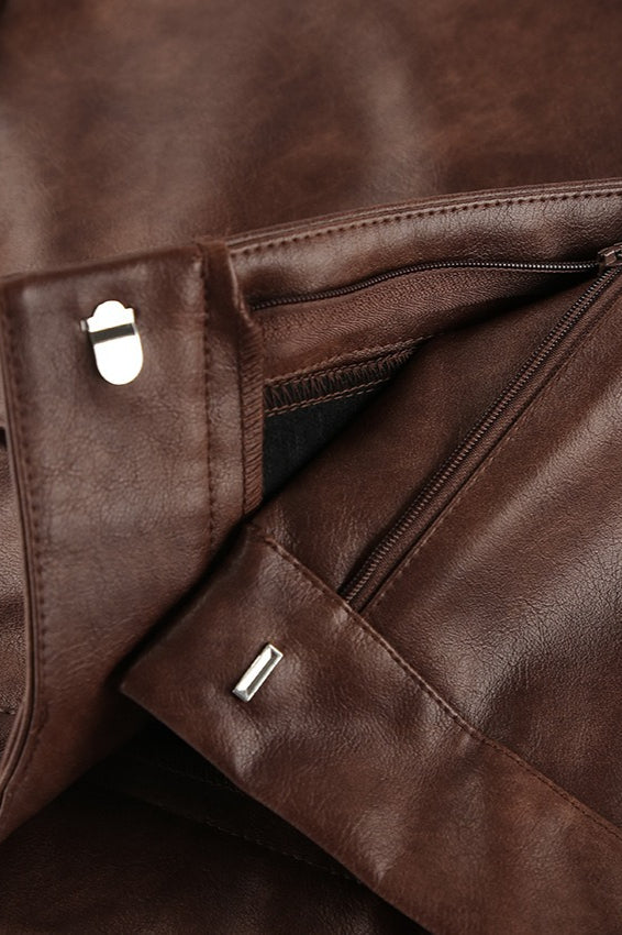 Brown Faux Leather Short Skirt