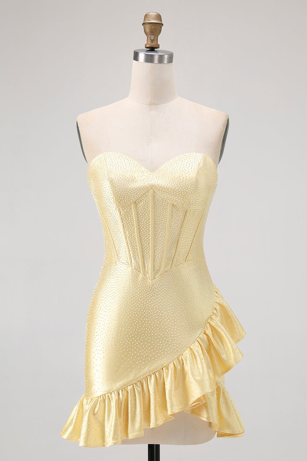 Sparkly Yellow Corset Sweetheart Short Homecoming Dress with Beading