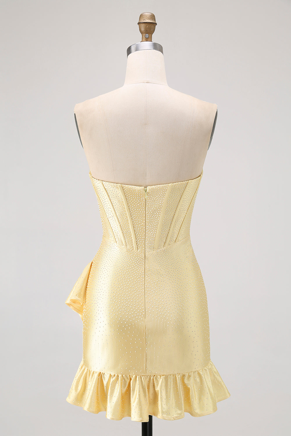 Sparkly Yellow Corset Sweetheart Short Homecoming Dress with Beading
