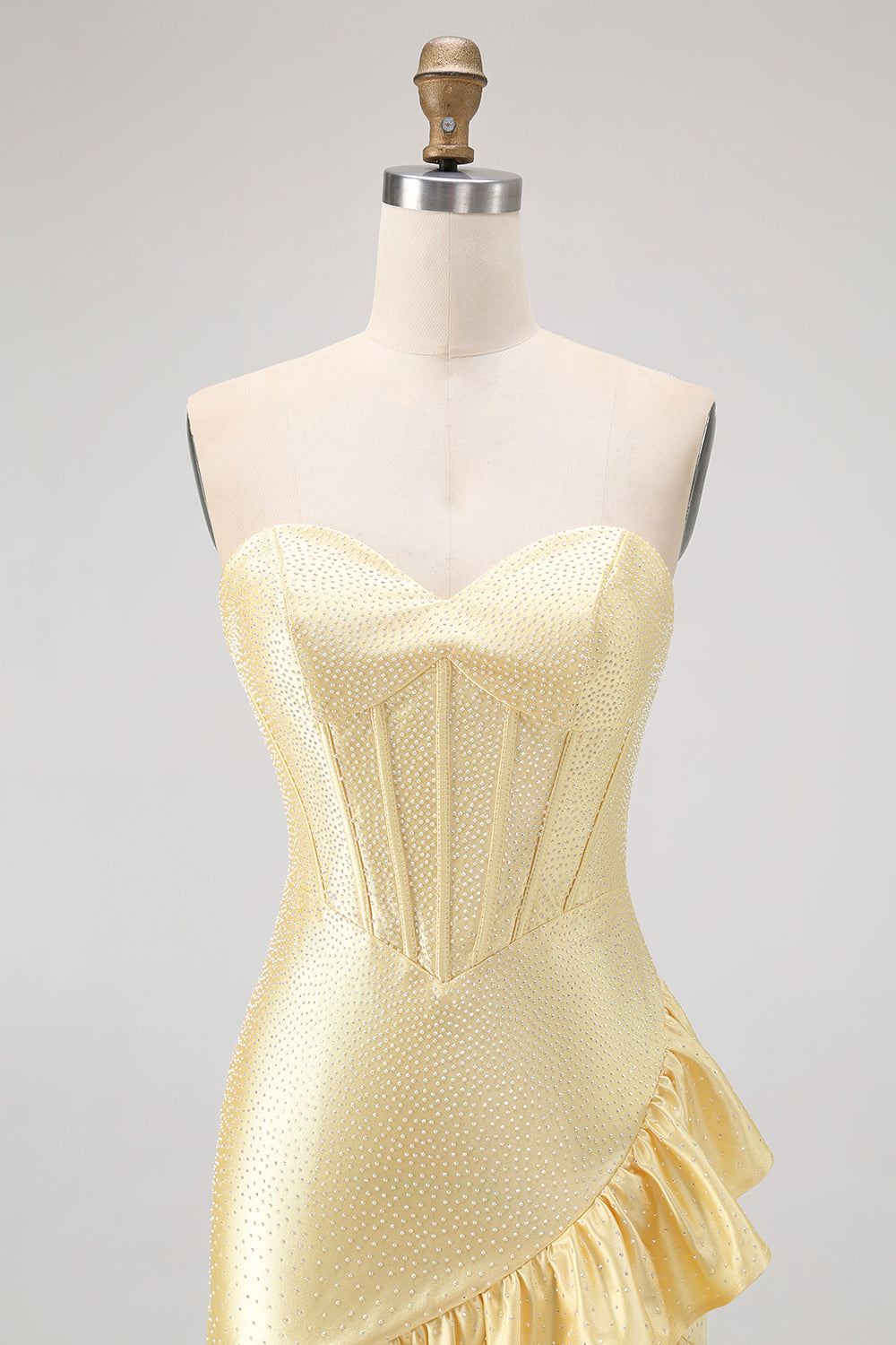 Sparkly Yellow Corset Sweetheart Short Homecoming Dress with Beading