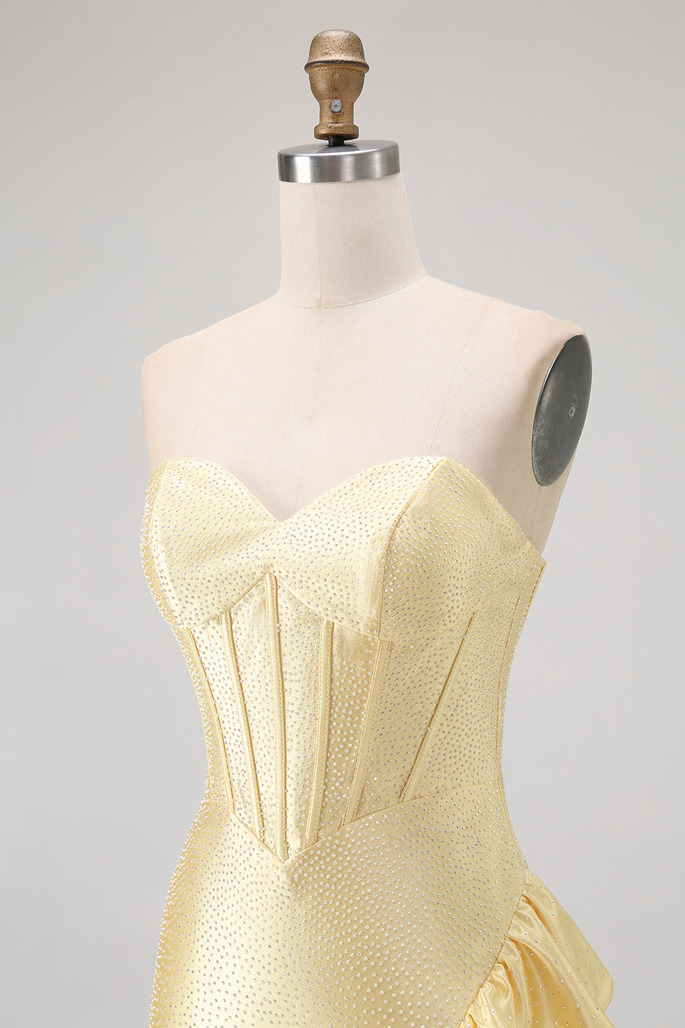 Sparkly Yellow Corset Sweetheart Short Homecoming Dress with Beading