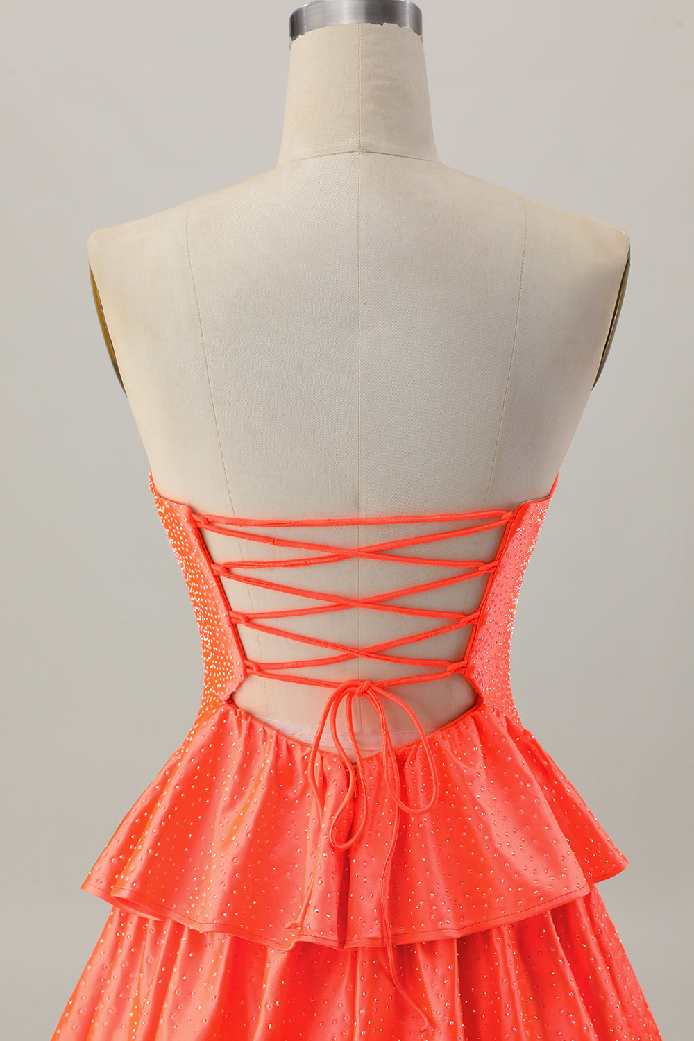 Sparkly Orange Tiered Cut Out Beaded A Line Short Homecoming Dress
